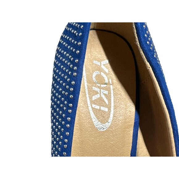 Yoki Heels Mayra Blue Silver Beading All Over Flat Bow Size 7 - Picture 5 of 12